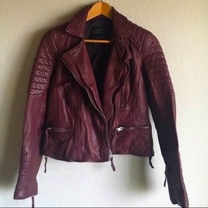 Allsaints Leather Jacket Oxblood Sz 2 